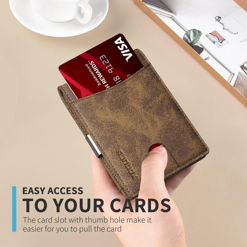 RUNBOX Slim Novelty Wallets for Men RFID Blocking 11 Card Holder Minimalist Small Leather Bifold Men's Front Pocket Wallet Gift Box - Image 4